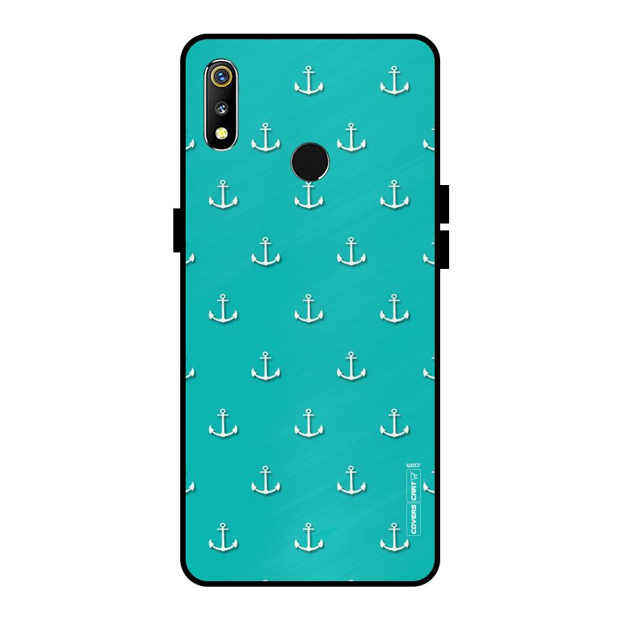 Light Blue Anchor Metal Back Case for Realme 3i