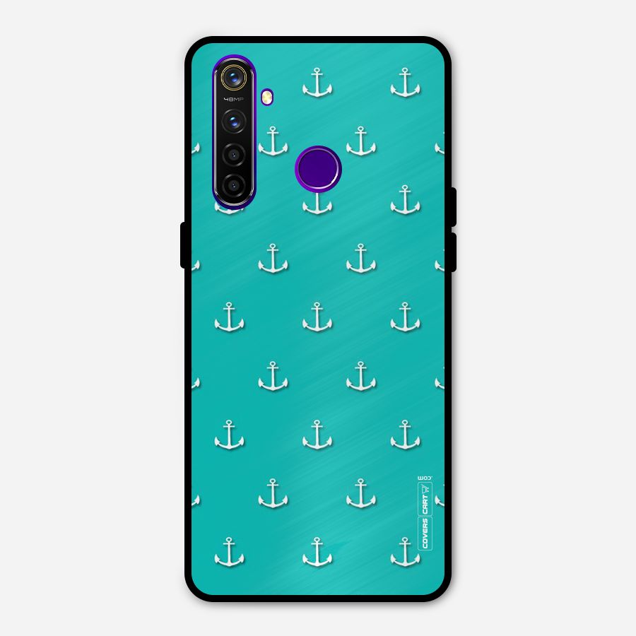 Light Blue Anchor Metal Back Case for Realme 5 Pro