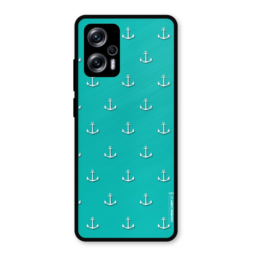 Light Blue Anchor Metal Back Case for Redmi K50i