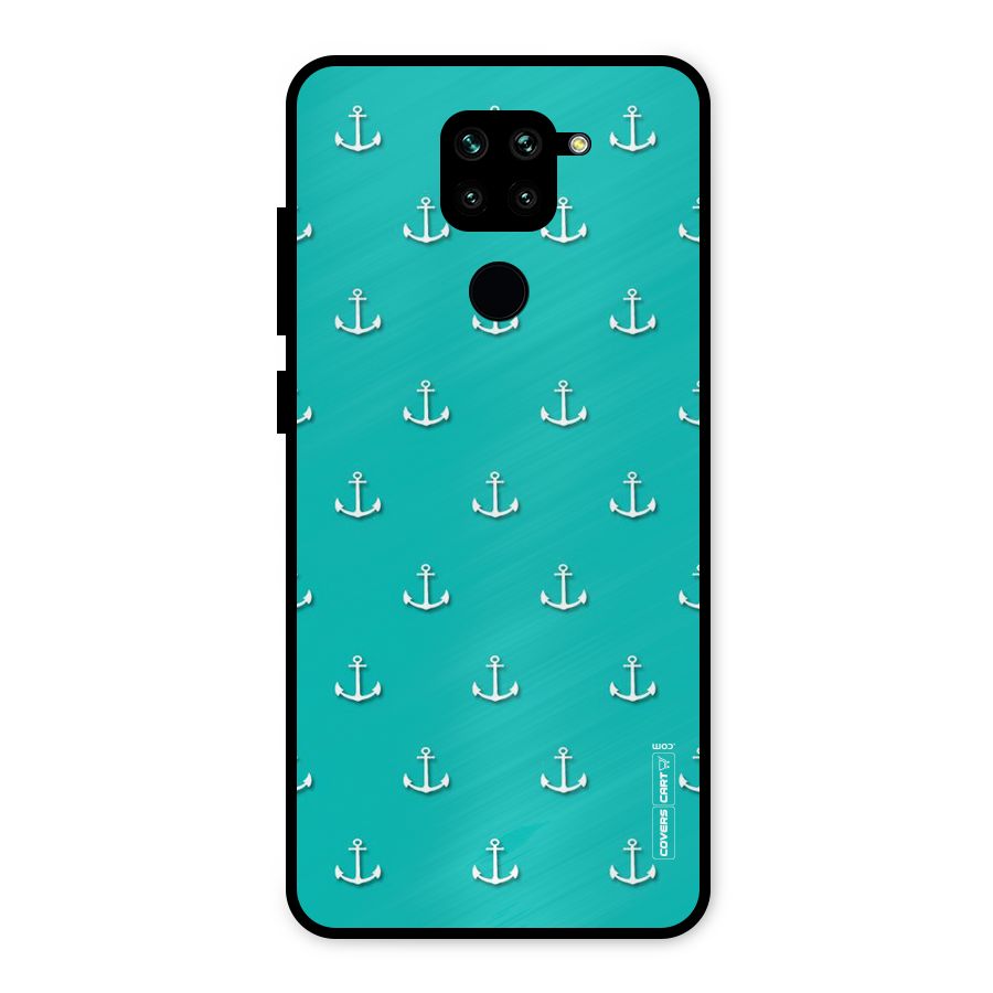 Light Blue Anchor Metal Back Case for Redmi Note 9