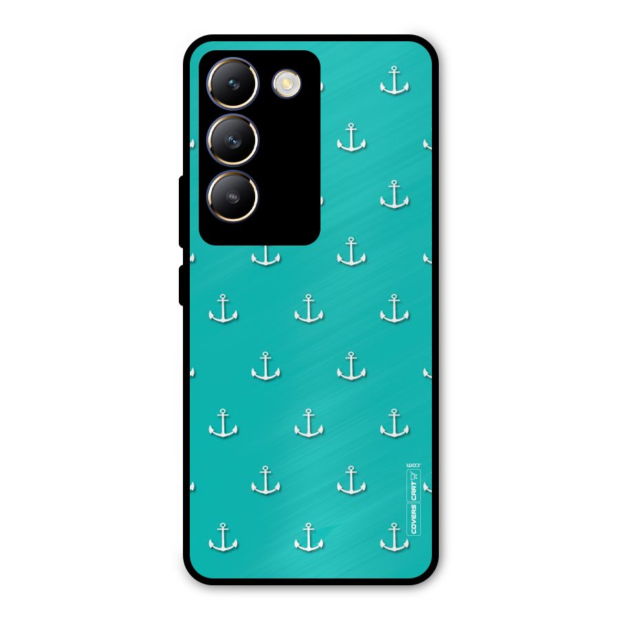 Light Blue Anchor Metal Back Case for Vivo T3 5G