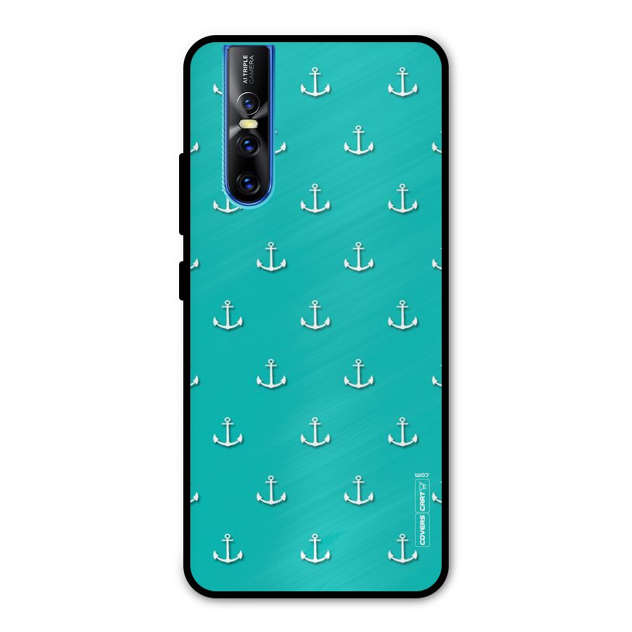 Light Blue Anchor Metal Back Case for Vivo V15 Pro