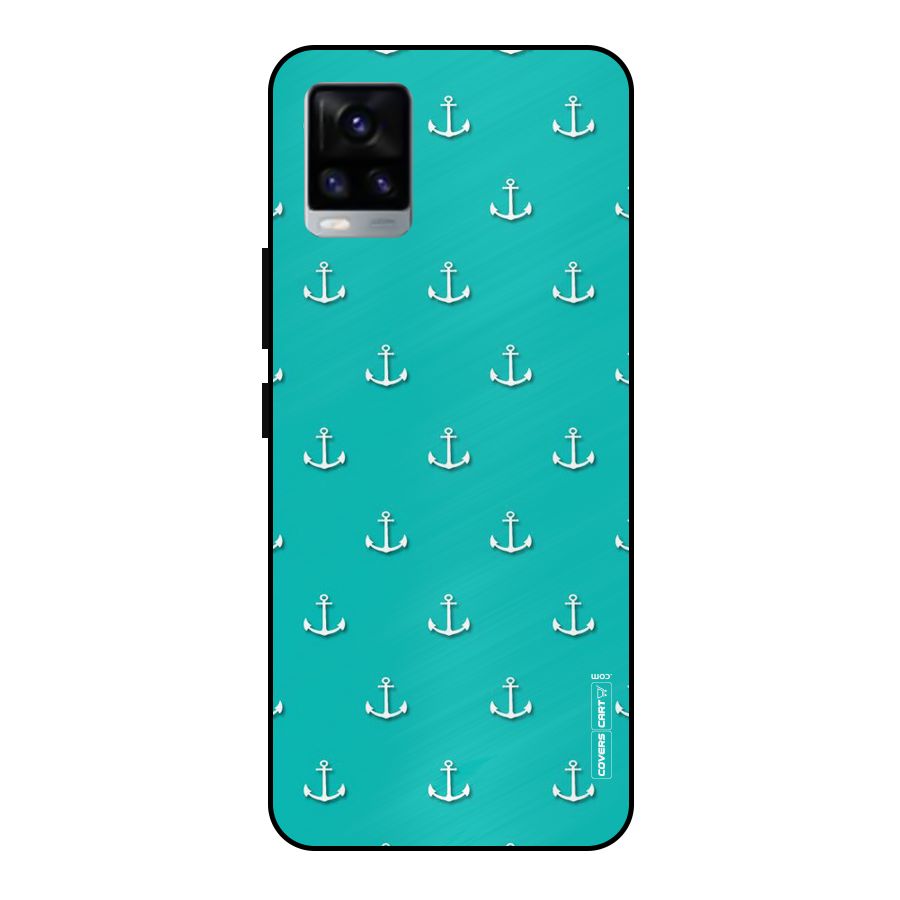 Light Blue Anchor Metal Back Case for Vivo V20 2021