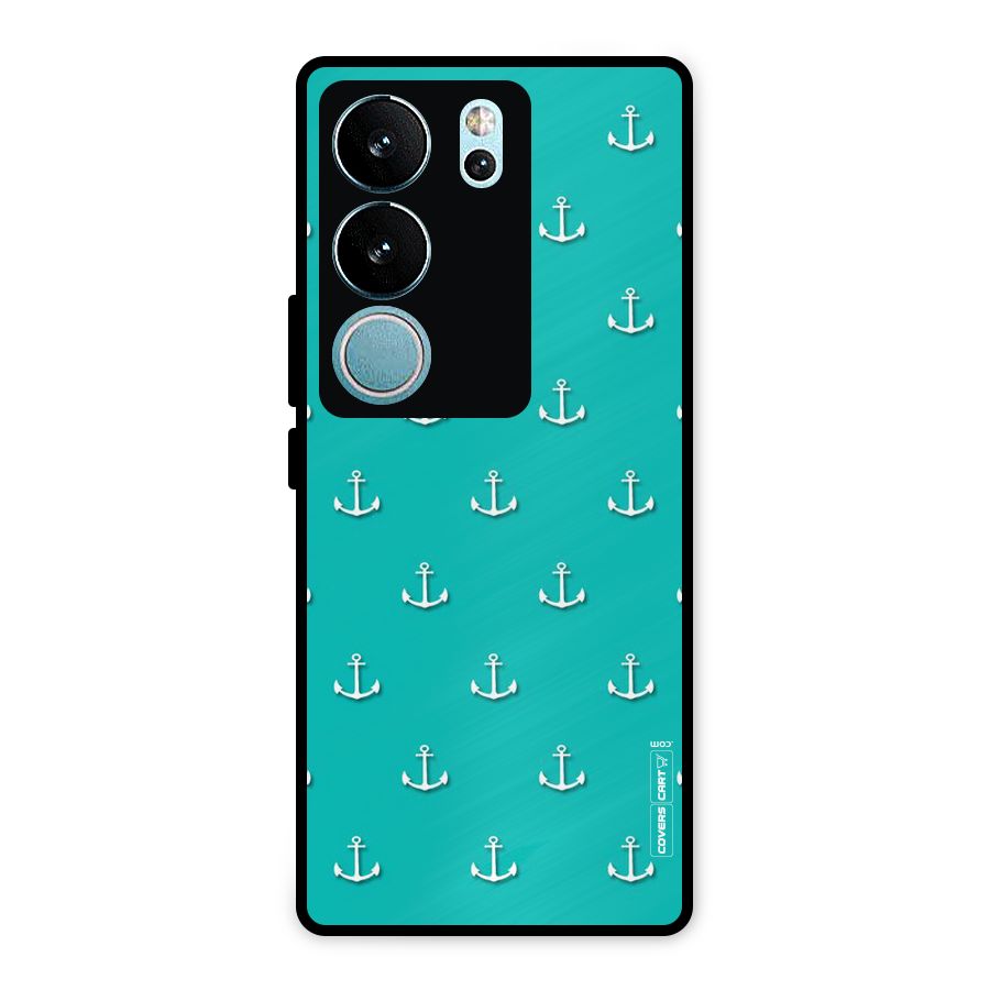 Light Blue Anchor Metal Back Case for Vivo V29