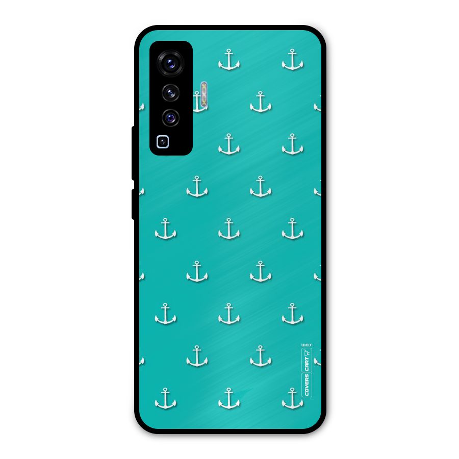Light Blue Anchor Metal Back Case for Vivo X50