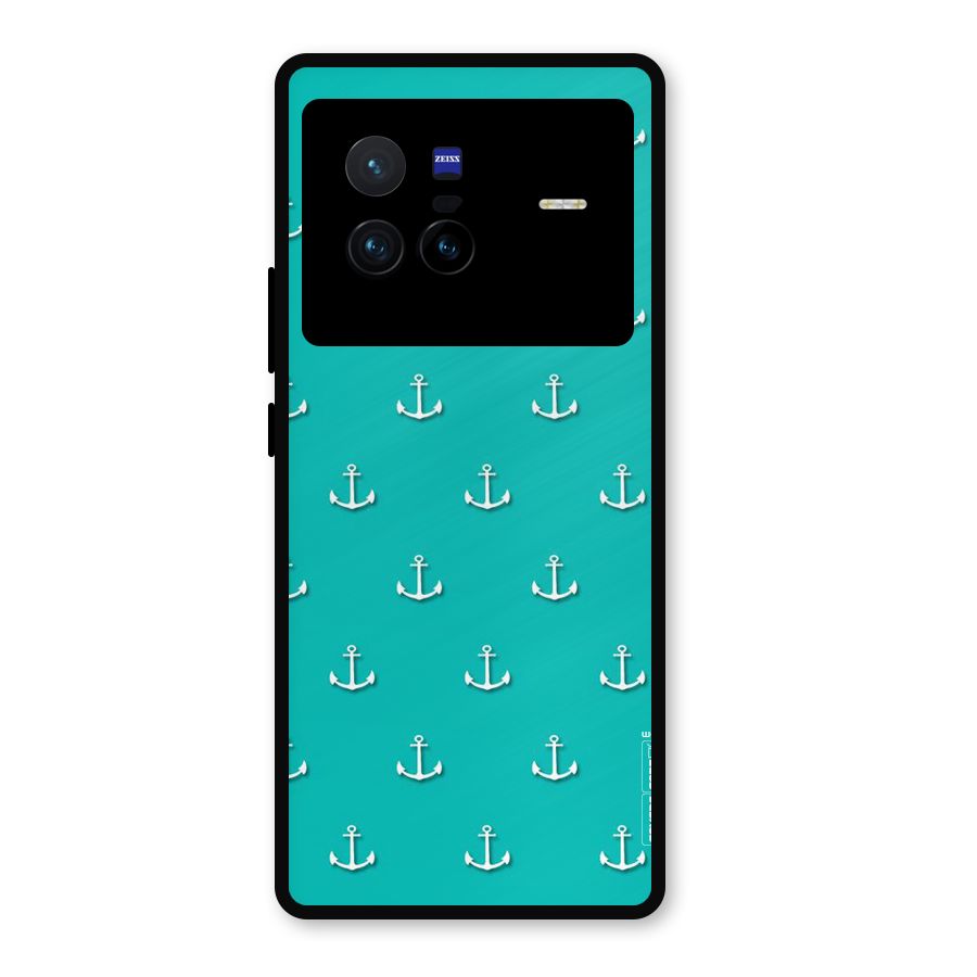 Light Blue Anchor Metal Back Case for Vivo X80