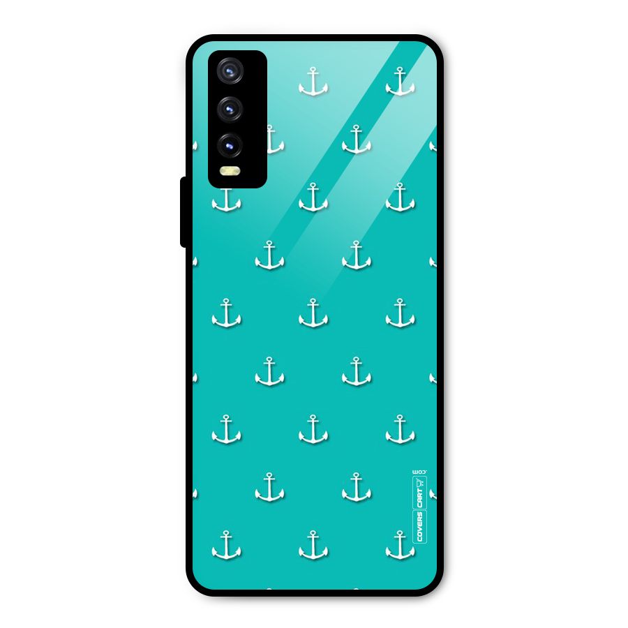 Light Blue Anchor Metal Back Case for Vivo Y20