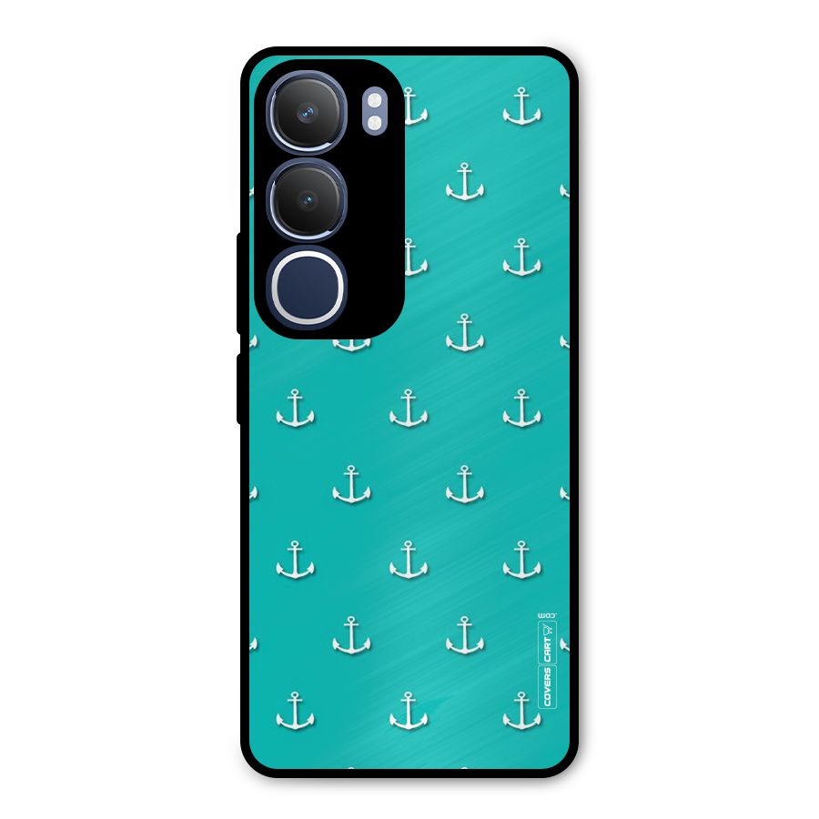 Light Blue Anchor Metal Back Case for Vivo Y29