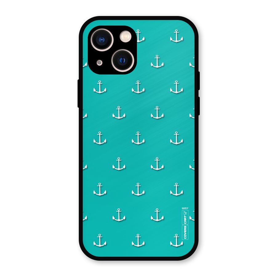 Light Blue Anchor Metal Back Case for iPhone 13