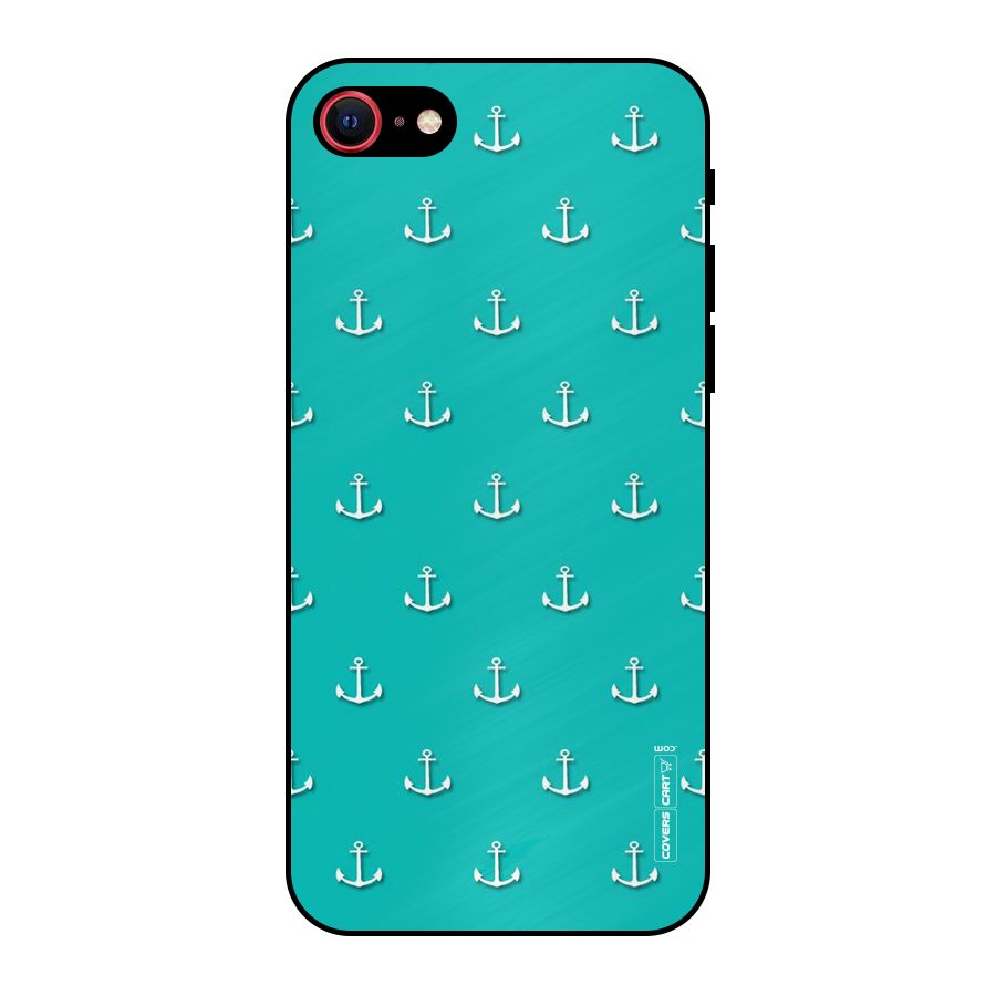 Light Blue Anchor Metal Back Case for iPhone SE 2022