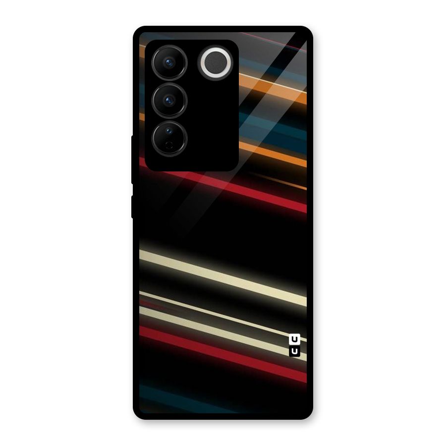 Light Diagonal Stripes Glass Back Case for Vivo V27 Pro