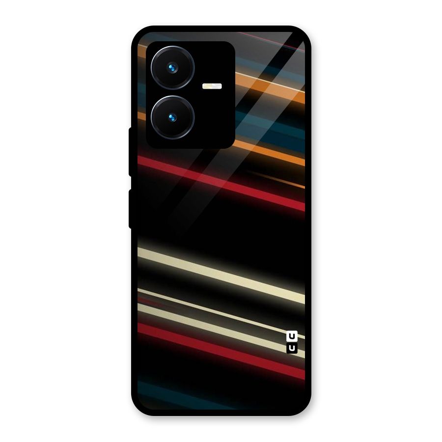 Light Diagonal Stripes Glass Back Case for Vivo Y22s