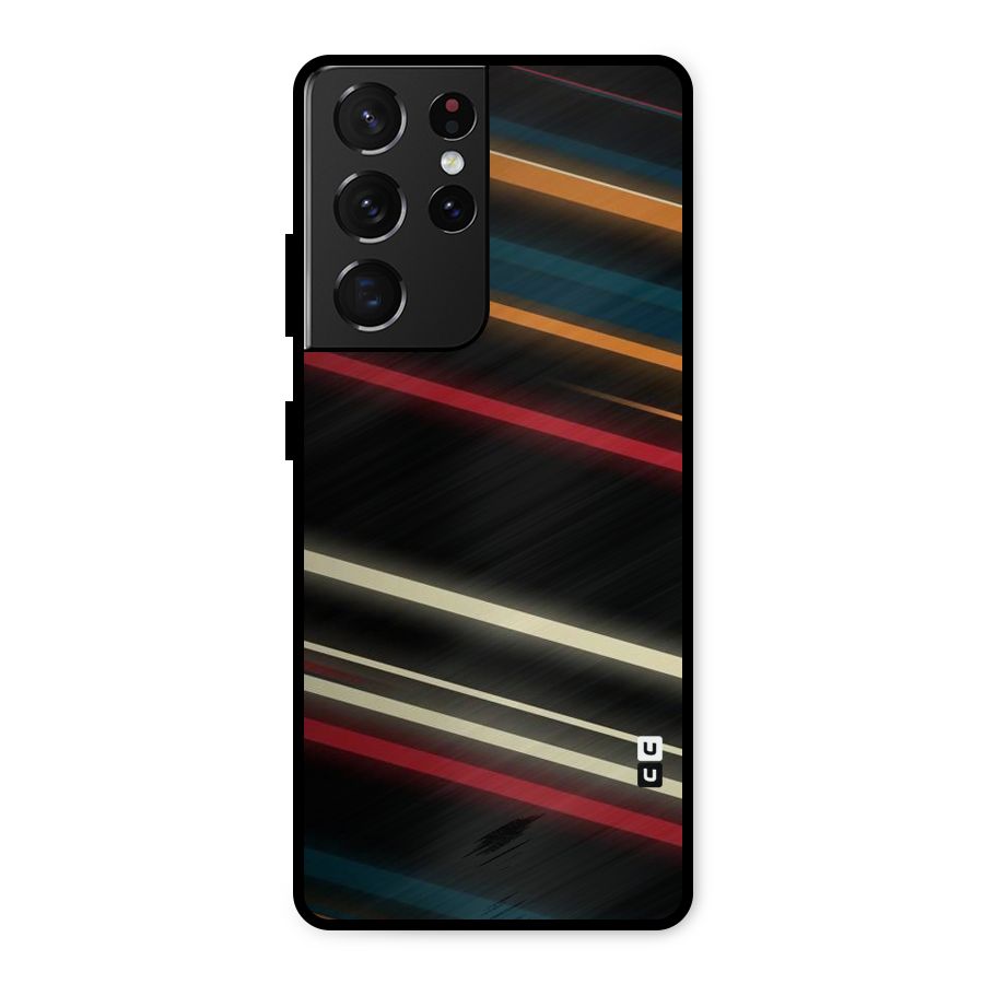 Light Diagonal Stripes Metal Back Case for Galaxy S21 Ultra 5G