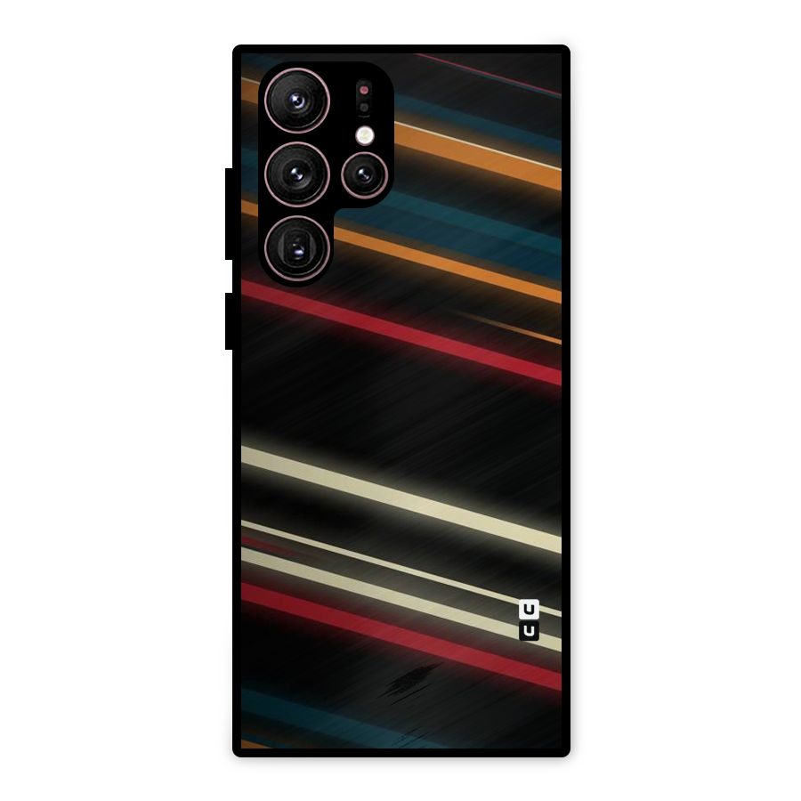 Light Diagonal Stripes Metal Back Case for Galaxy S22 Ultra 5G