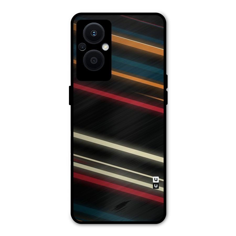 Light Diagonal Stripes Metal Back Case for Oppo F21 Pro 5G