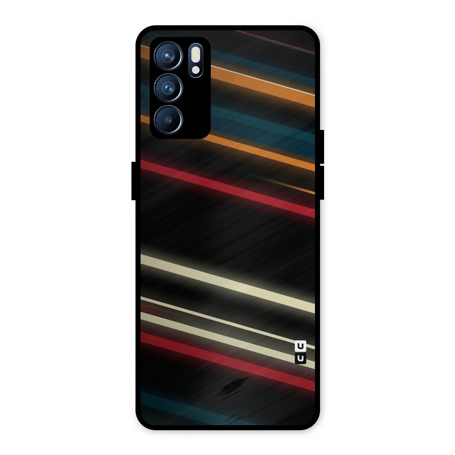Light Diagonal Stripes Metal Back Case for Oppo Reno6 5G