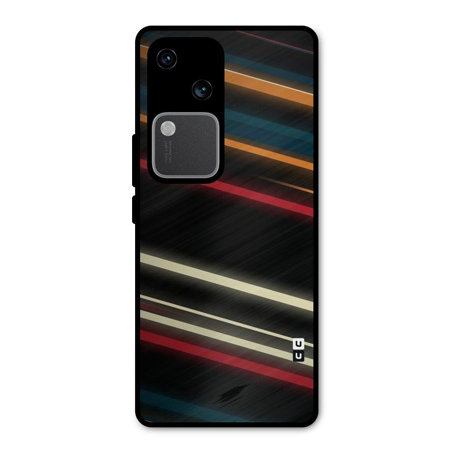Light Diagonal Stripes Metal Back Case for Vivo V30 Pro