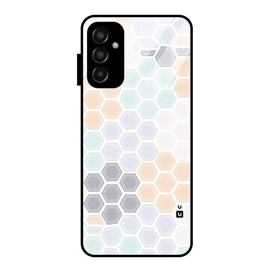 Light Hexagons Glass Back Case for Galaxy F13