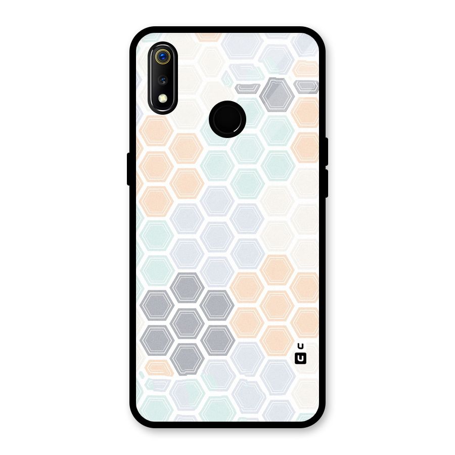 Light Hexagons Glass Back Case for Realme 3i