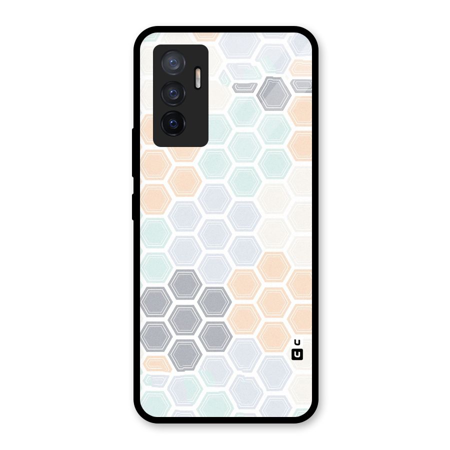Light Hexagons Glass Back Case for Vivo V23e