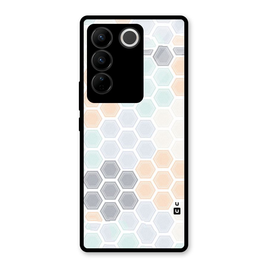 Light Hexagons Glass Back Case for Vivo V27 Pro