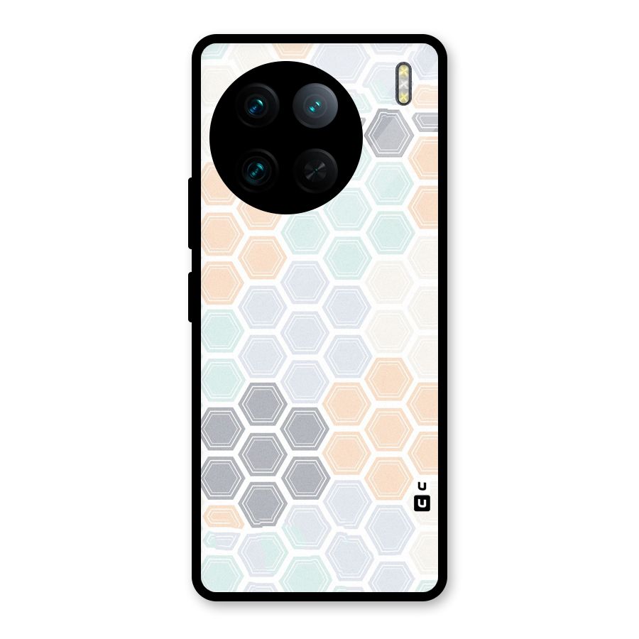 Light Hexagons Glass Back Case for Vivo X90 Pro