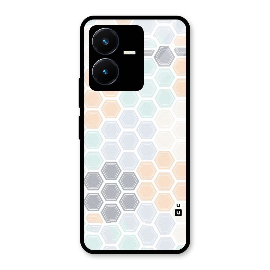 Light Hexagons Glass Back Case for Vivo Y22s
