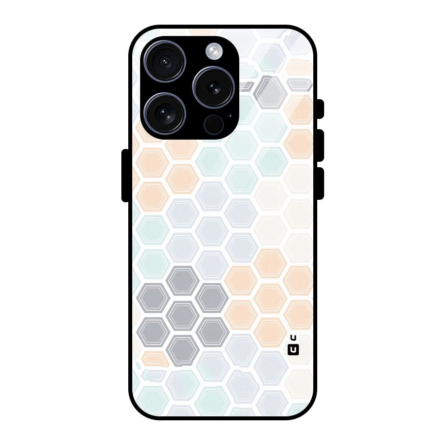 Light Hexagons Glass Back Case for iPhone 15 Pro