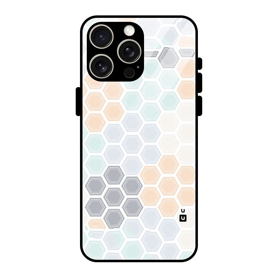 Light Hexagons Glass Back Case for iPhone 15 Pro Max