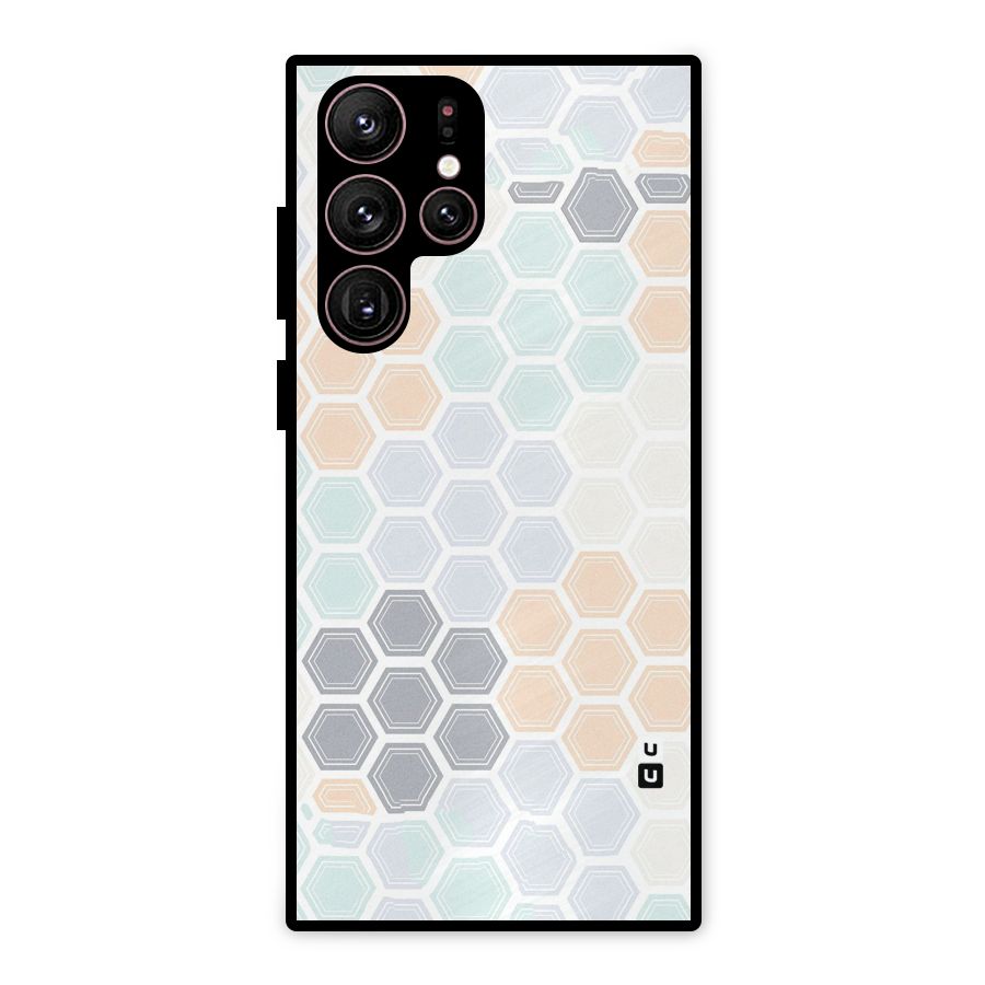 Light Hexagons Metal Back Case for Galaxy S22 Ultra 5G