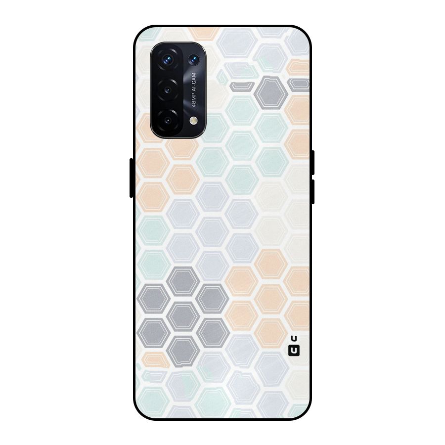 Light Hexagons Metal Back Case for Oppo A74 5G