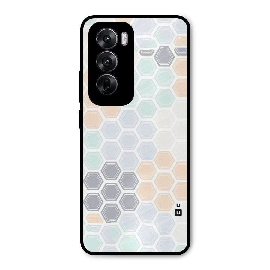 Light Hexagons Metal Back Case for Oppo Reno12