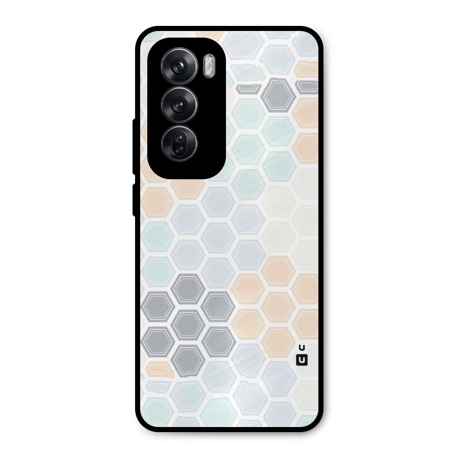 Light Hexagons Metal Back Case for Oppo Reno12 Pro