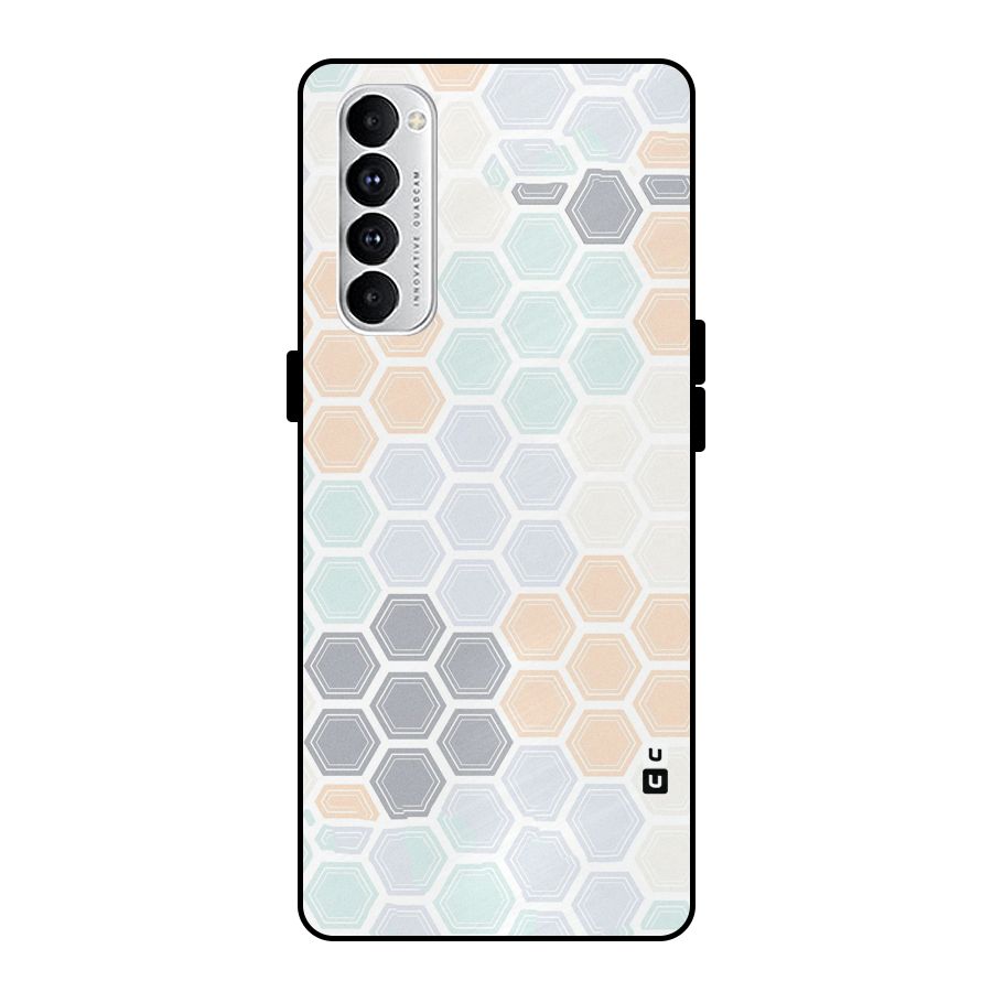 Light Hexagons Metal Back Case for Oppo Reno4 Pro