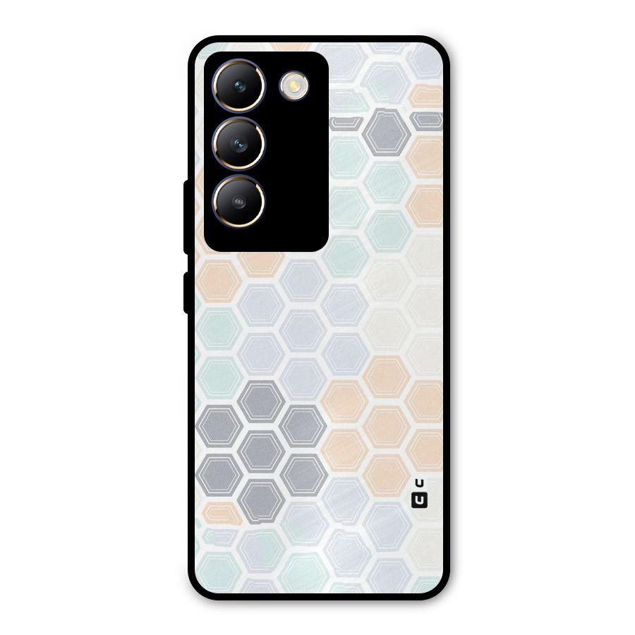 Light Hexagons Metal Back Case for Vivo T3 5G