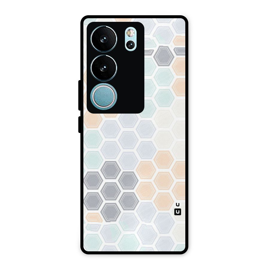 Light Hexagons Metal Back Case for Vivo V29 Pro