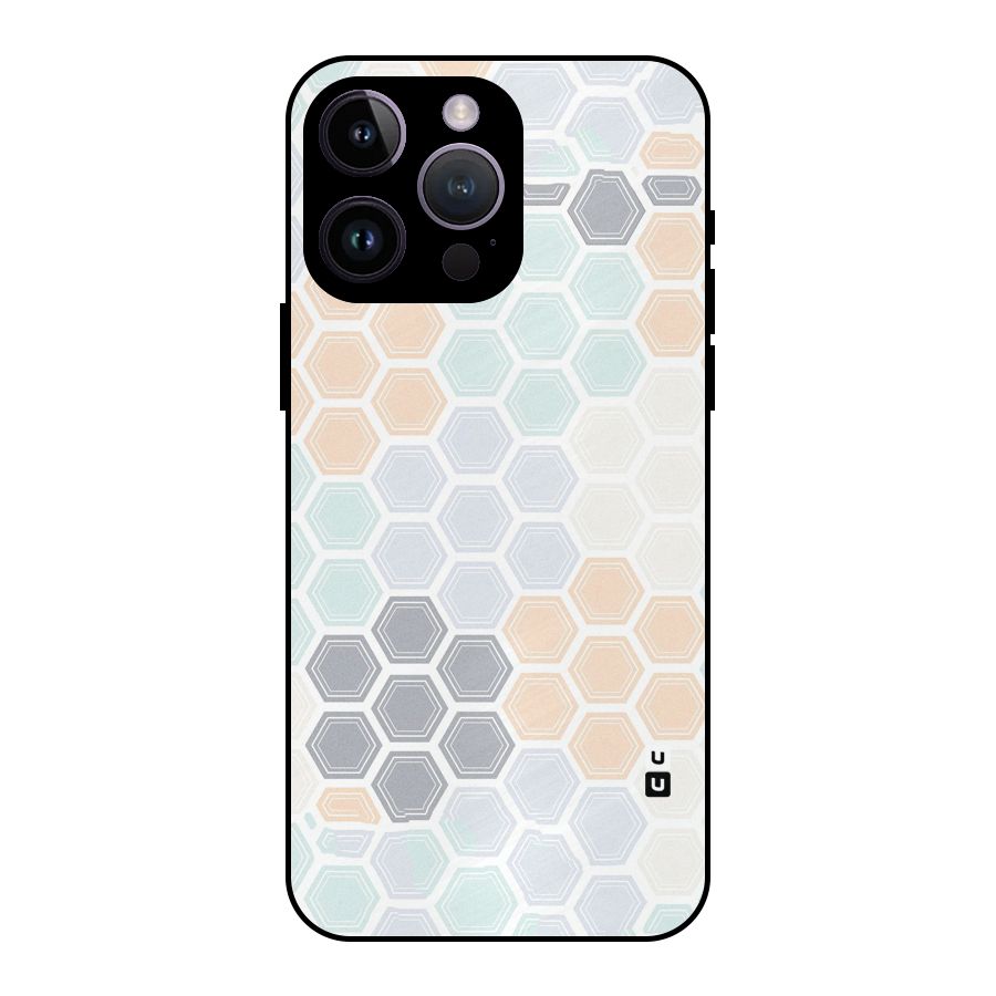Light Hexagons Metal Back Case for iPhone 14 Pro Max