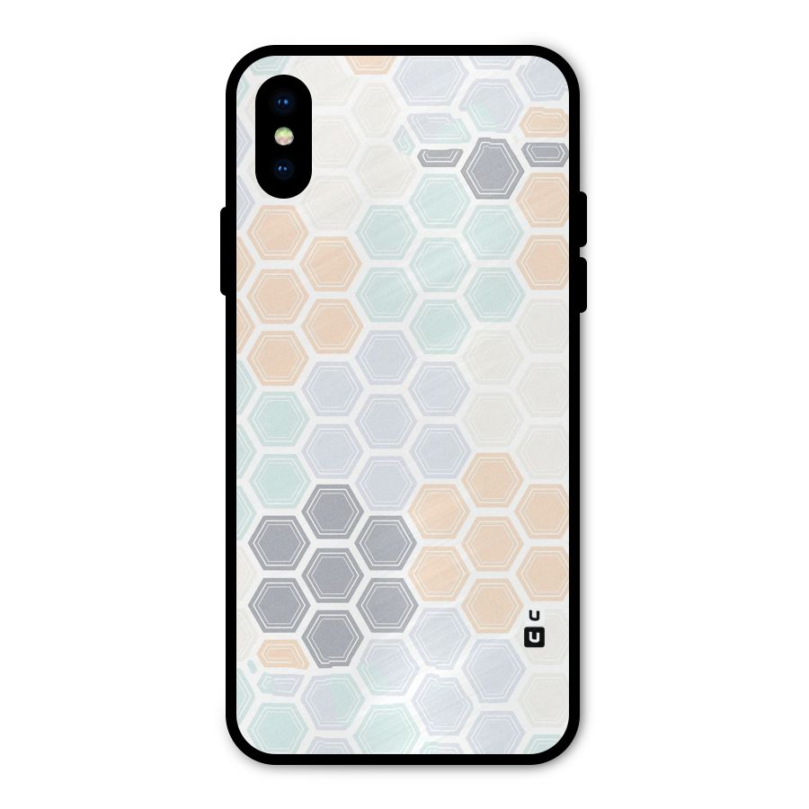 Light Hexagons Metal Back Case for iPhone X