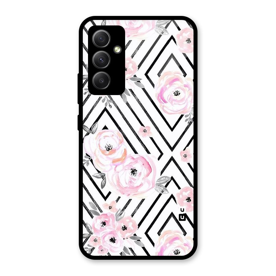 Light Pastel Flowers Design Glass Back Case for Galaxy A34