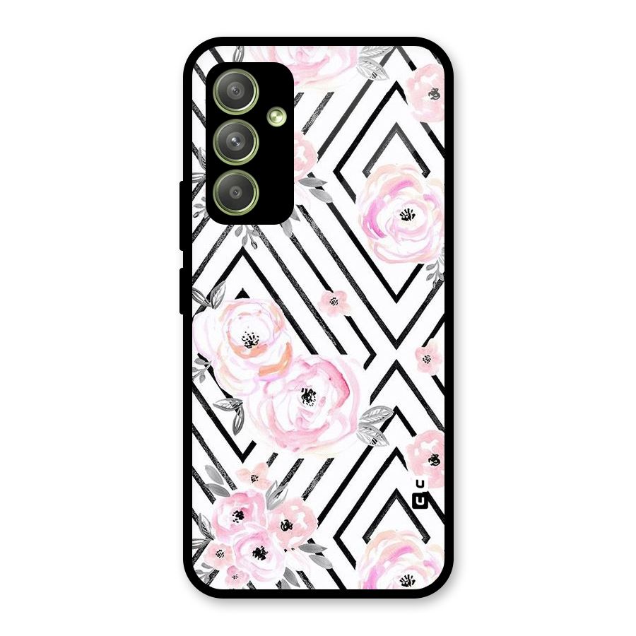 Light Pastel Flowers Design Glass Back Case for Galaxy A54