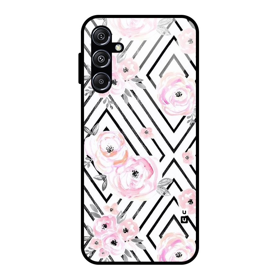 Light Pastel Flowers Design Glass Back Case for Galaxy M34 5G