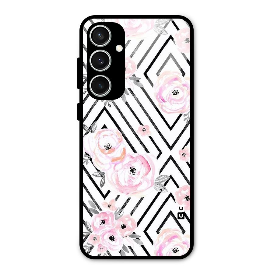 Light Pastel Flowers Design Glass Back Case for Galaxy S23 FE