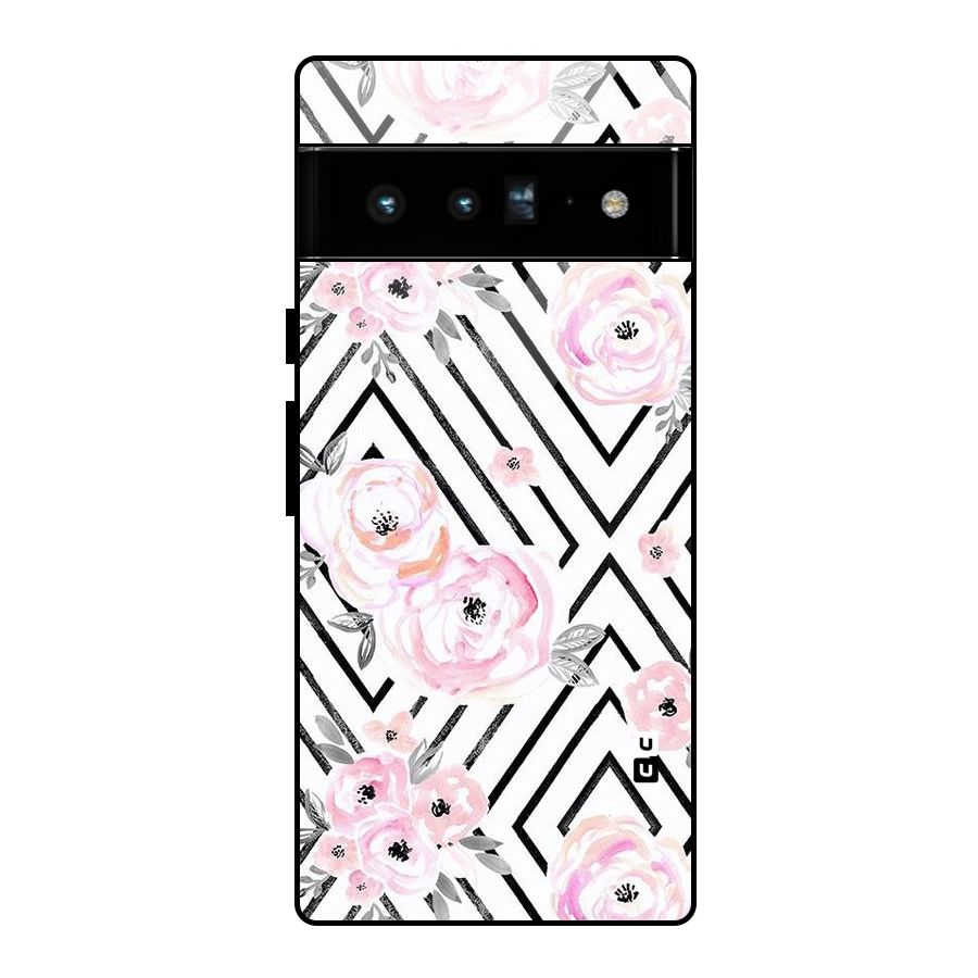 Light Pastel Flowers Design Glass Back Case for Google Pixel 6 Pro