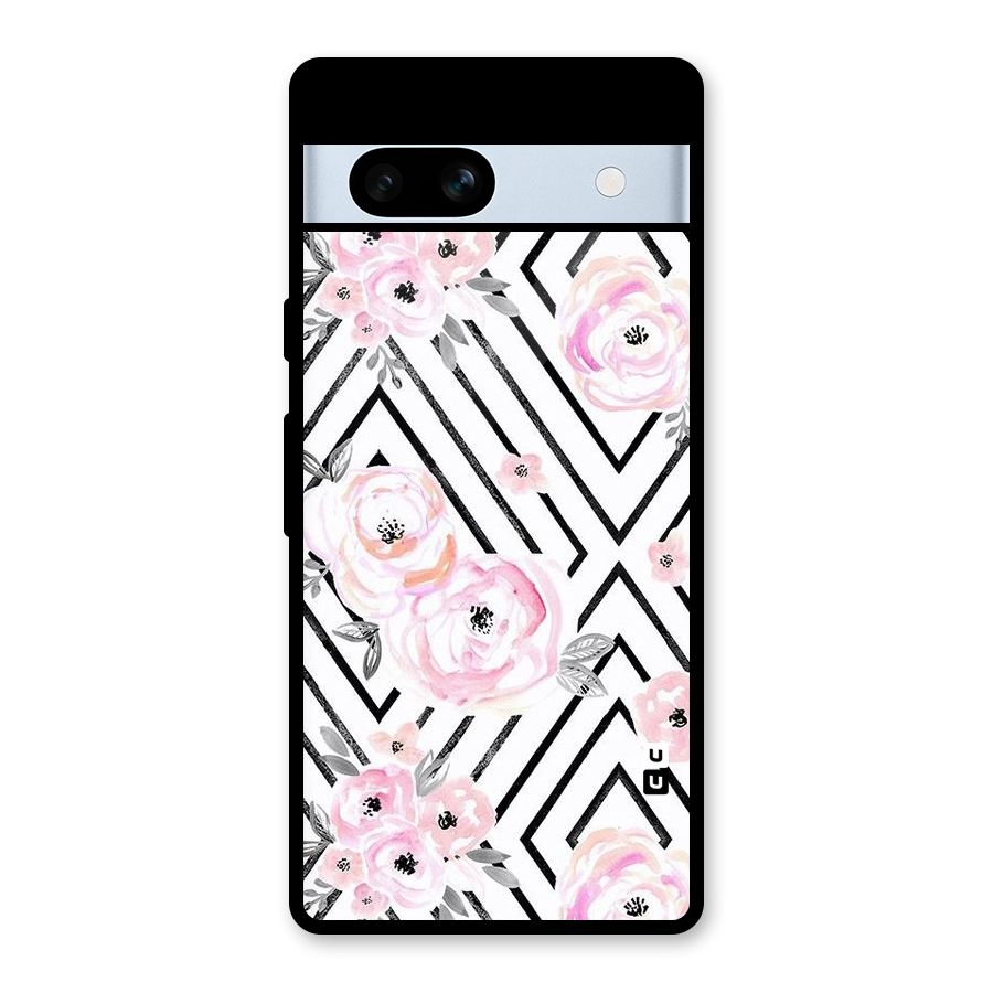 Light Pastel Flowers Design Glass Back Case for Google Pixel 7a