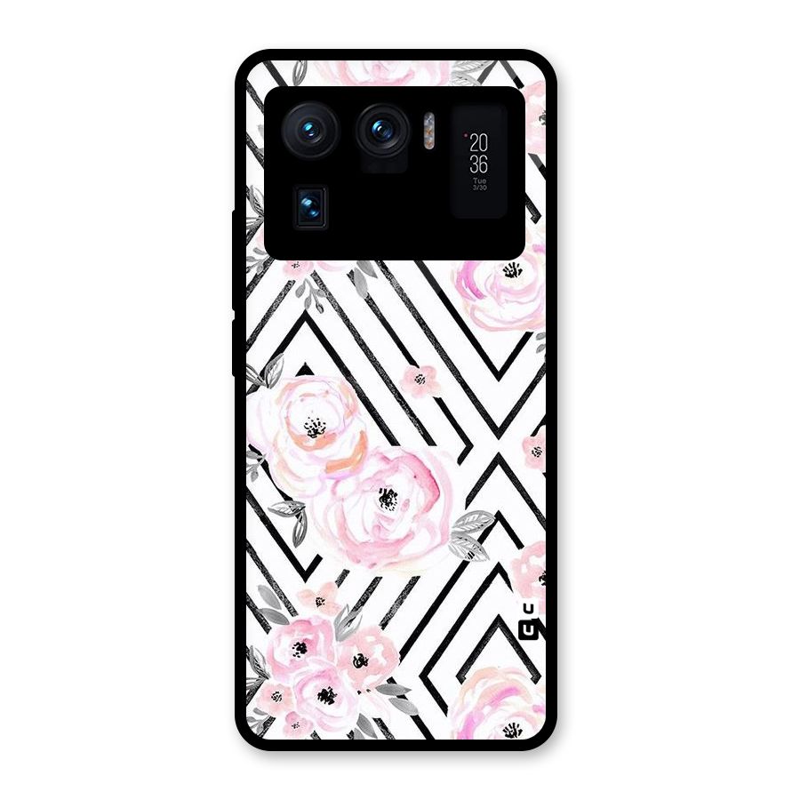 Light Pastel Flowers Design Glass Back Case for Mi 11 Ultra