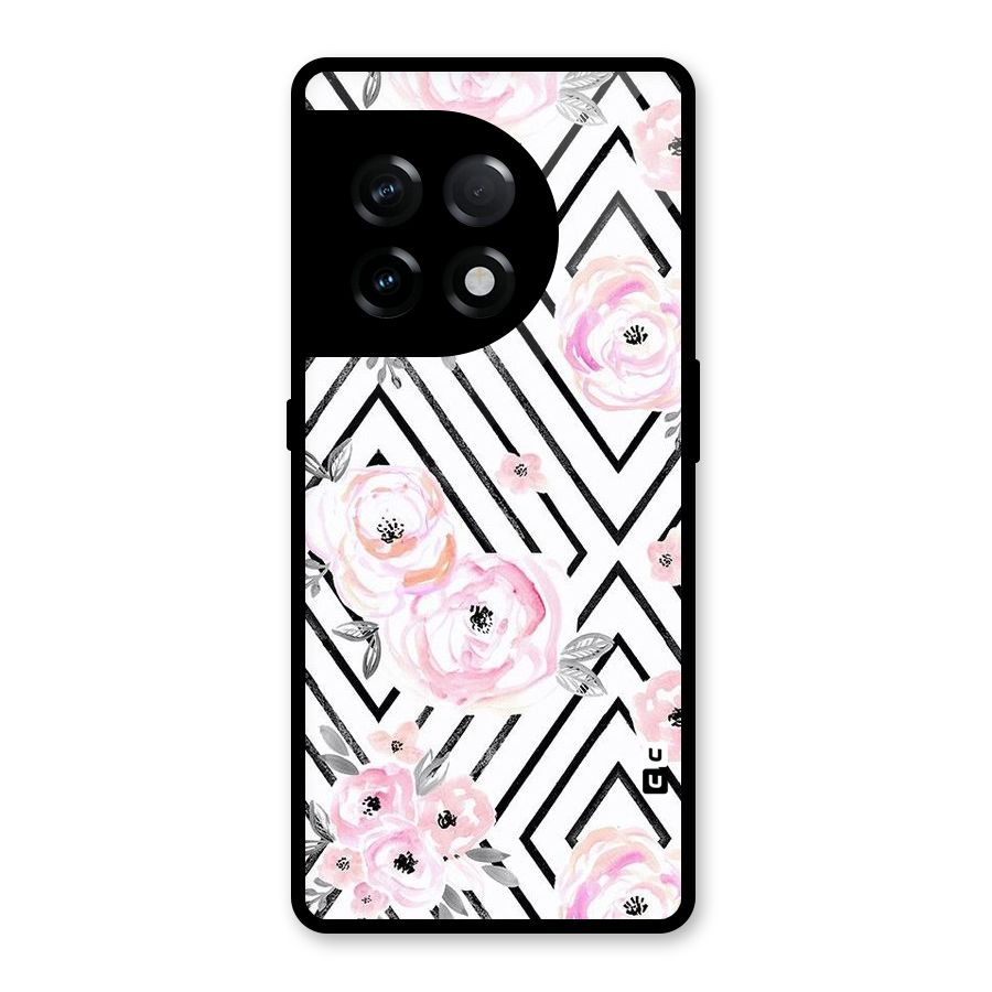Light Pastel Flowers Design Glass Back Case for OnePlus 11R