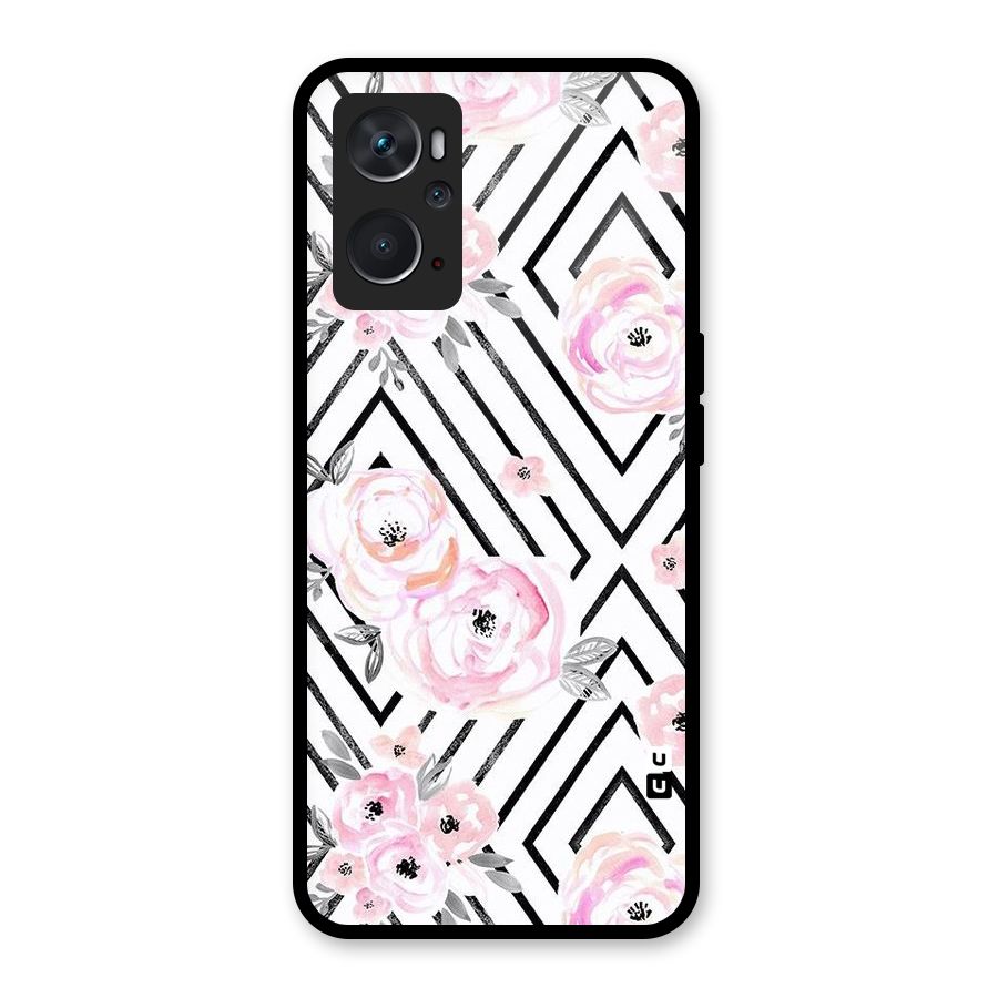 Light Pastel Flowers Design Glass Back Case for Oppo K10 4G