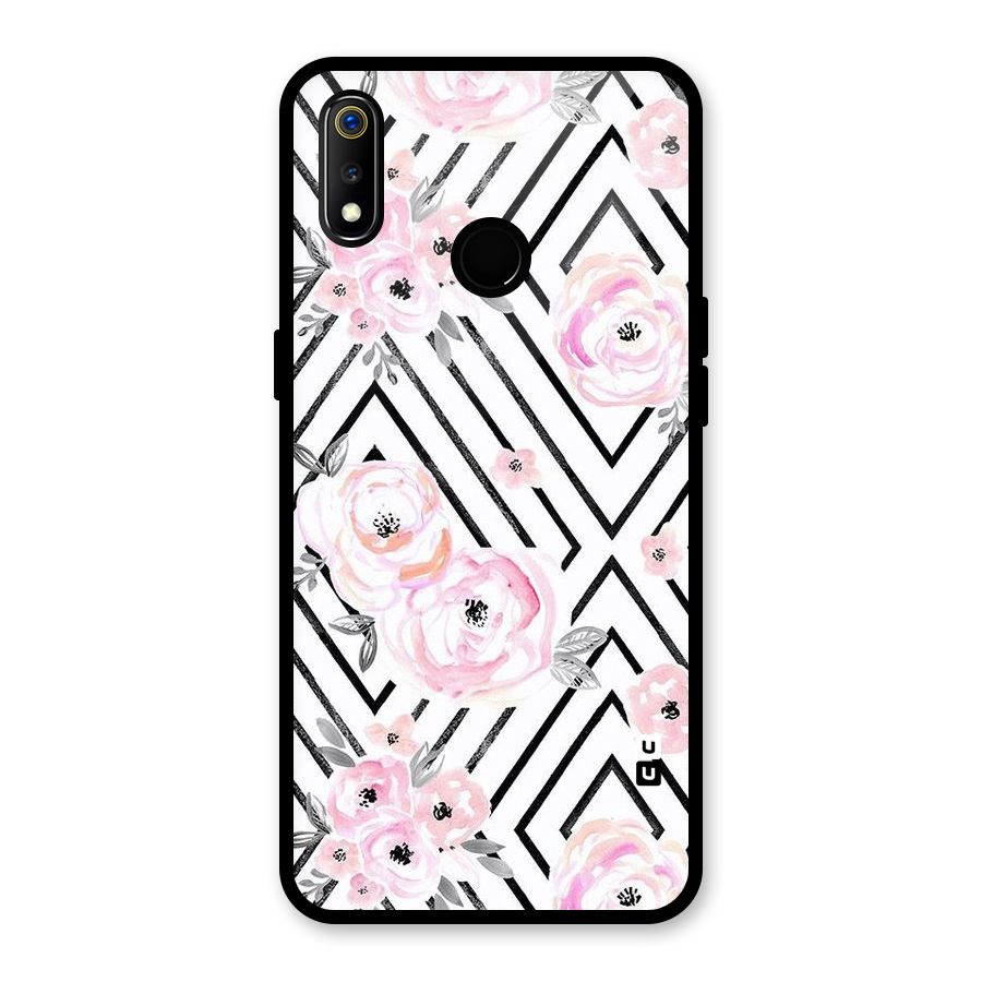 Light Pastel Flowers Design Glass Back Case for Realme 3i