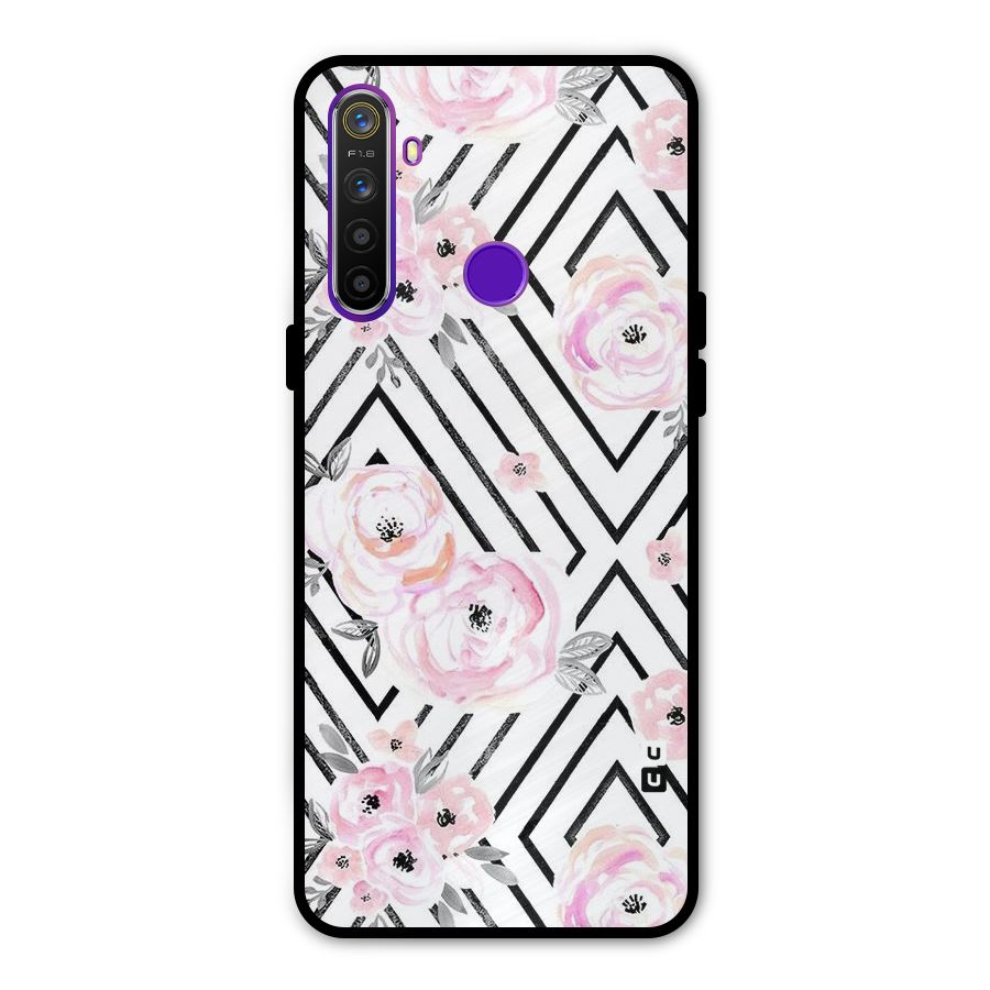 Light Pastel Flowers Design Glass Back Case for Realme 5s