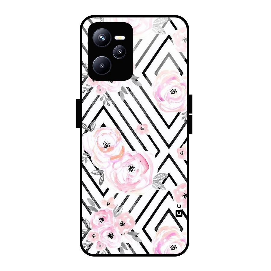 Light Pastel Flowers Design Glass Back Case for Realme C35